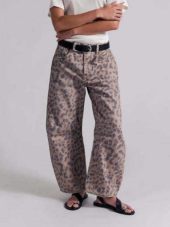Free People Denim - We The Free Good Luck Printed Barrel Jeans